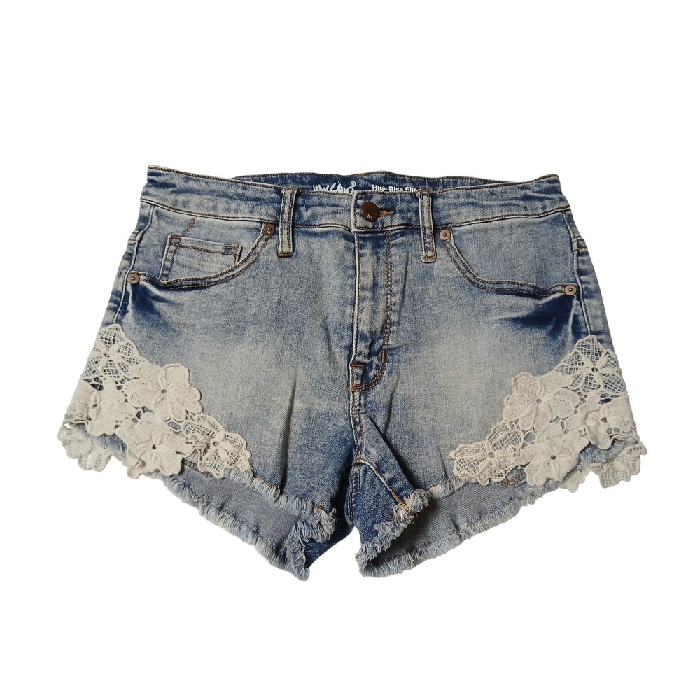 Mossimo Denim Womens High Rise Lace Crochet Cutoff Shorts Light Wash Size 8/29